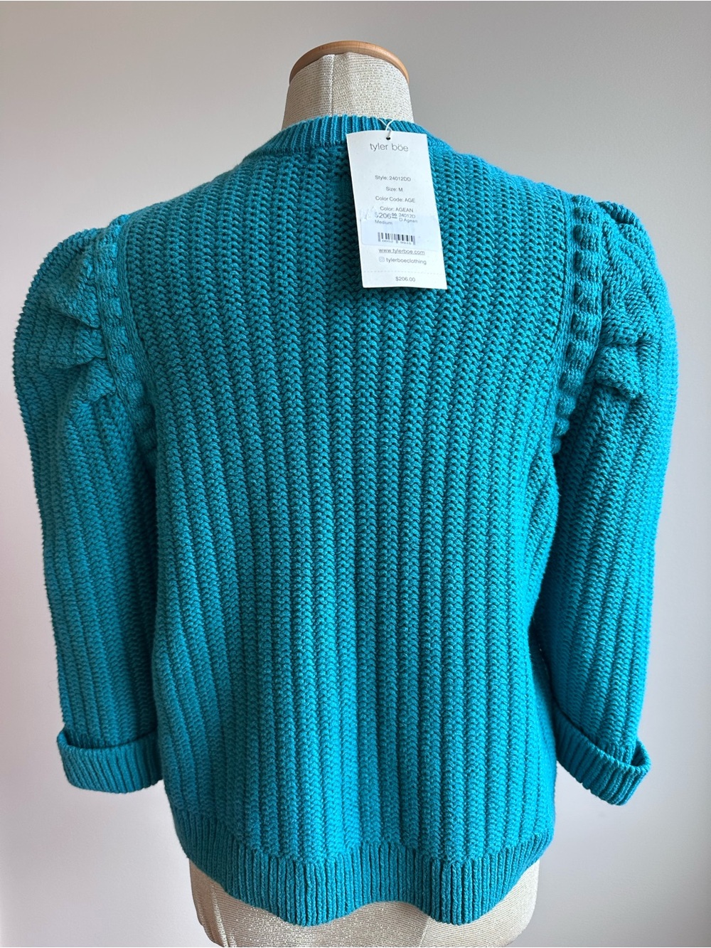 NWT Tyler Böe Cotton Blend Knit Jacket in Agean Size Medium - Picture 6 of 9